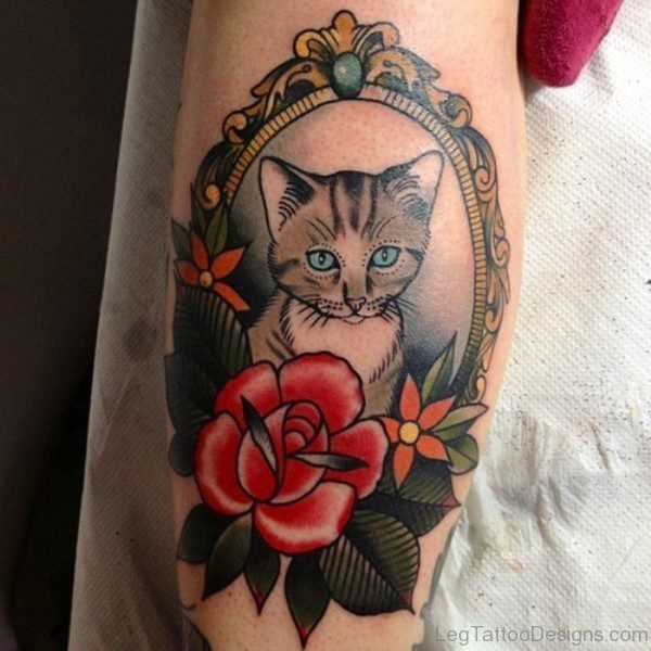Cat Fram Thigh Tattoo
