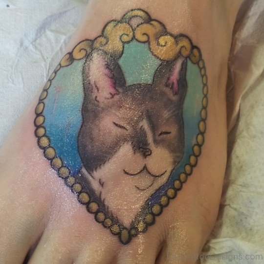 Cat Tattoo On Foot