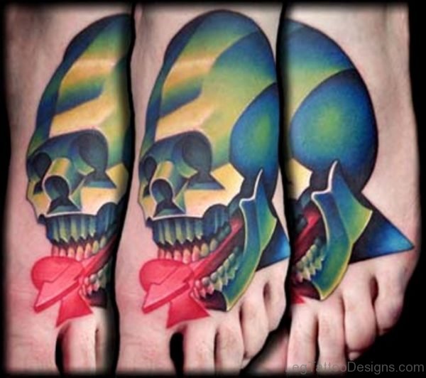 Classic Skull Tattoo On Foot