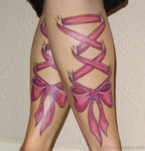 Classy Bow Tattoo On Leg