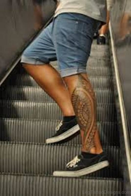 Classy Tribal Tattoo For Leg