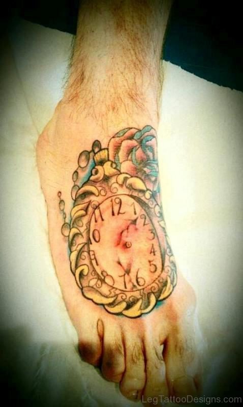Clock Foot Tattoo Design
