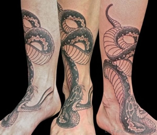 Cobra Snake Tattoo On Leg
