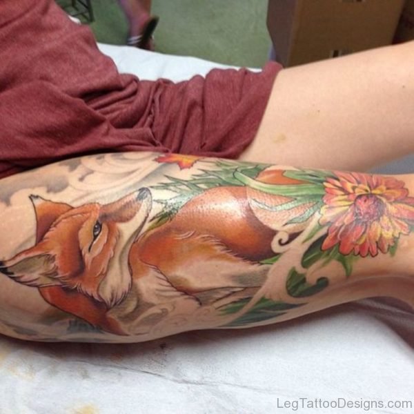 Colored Fox Tattoo
