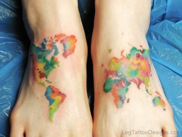 Colored Map Tattoo