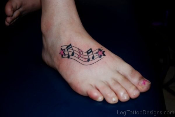 Colored Musical Note Tattoo on Foot