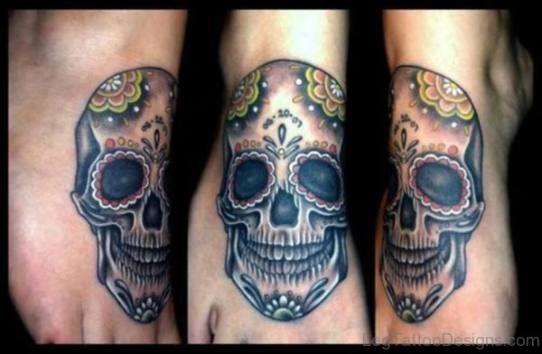 Colored Skull Tattoo Design