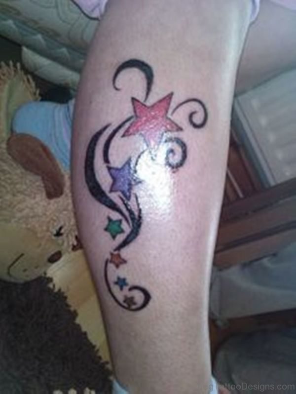 Colored Star Tattoo