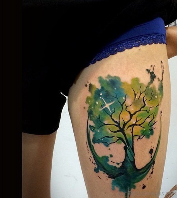 Colored Tree Tattoo 