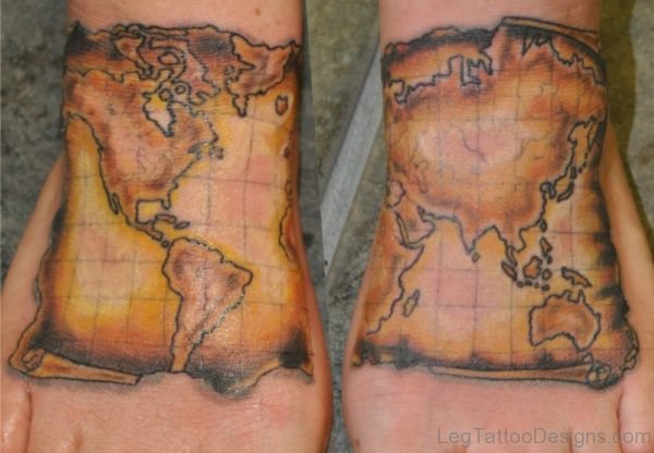 Colorful Map Tattoo