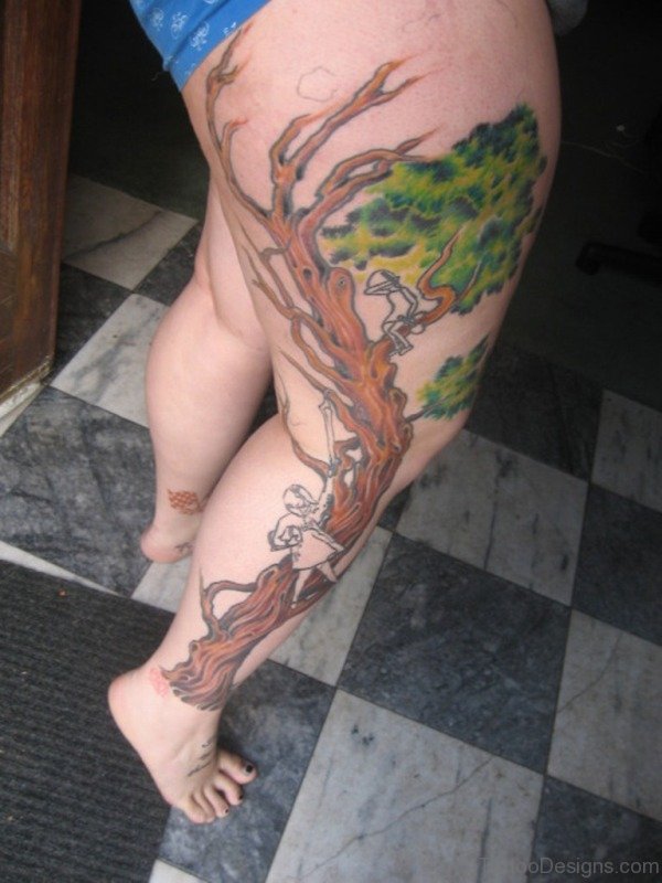 Colorful Tree Tattoo 