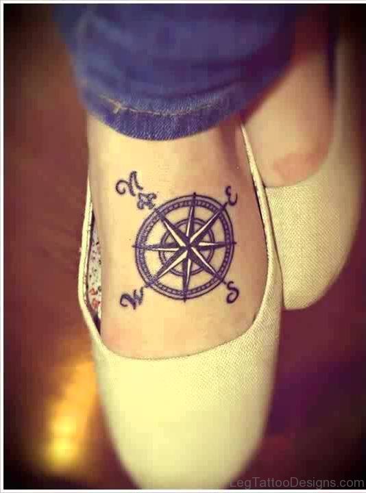 Compass Tattoo On Foot