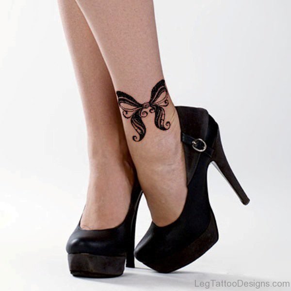 Cool Bow Tattoo On Ankle