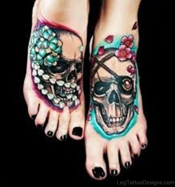 Cool Skull Tattoo On Foot
