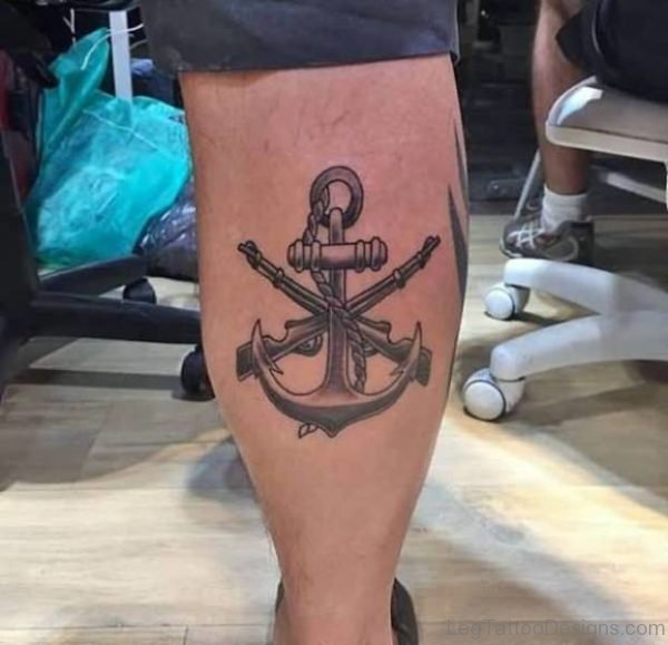 Creative Anchor Tattoo On Leg