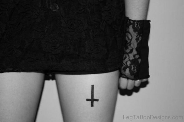Cross Tattoo Design on Thigh