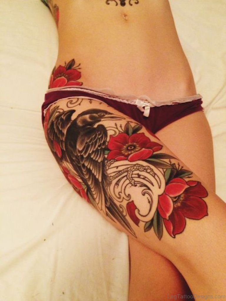 82 Awesome Flower Tattoos On Thigh.