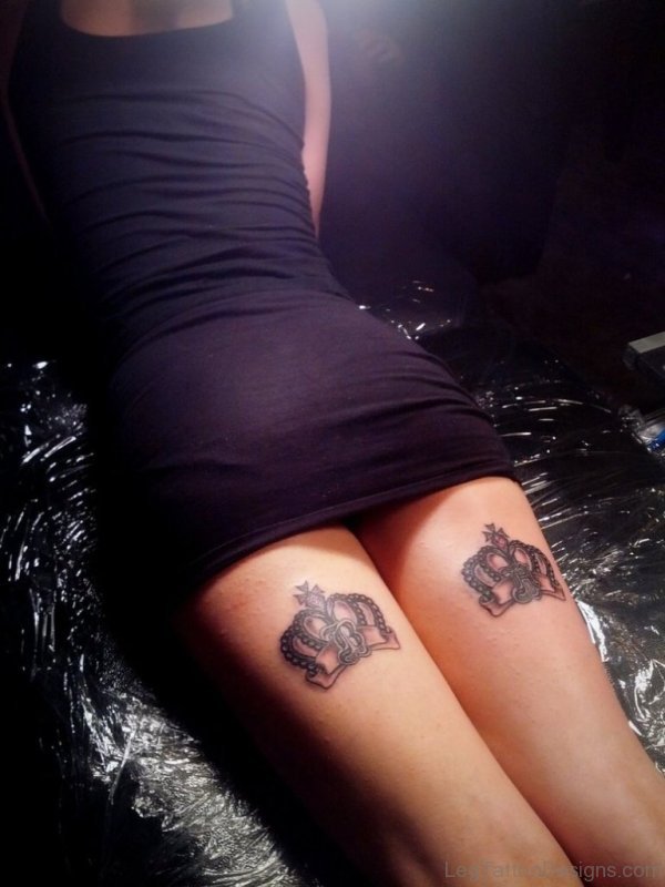 Crown Tattoo On Thigh