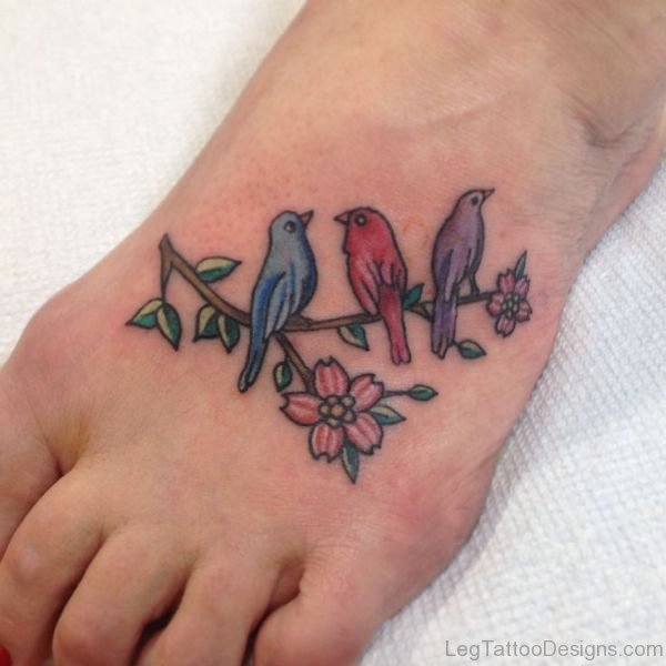 Cute Colored Bird Tattoo