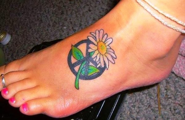 Cute Flower Tattoo On Foot