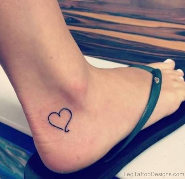 Cute Heart Tattoo On Ankle