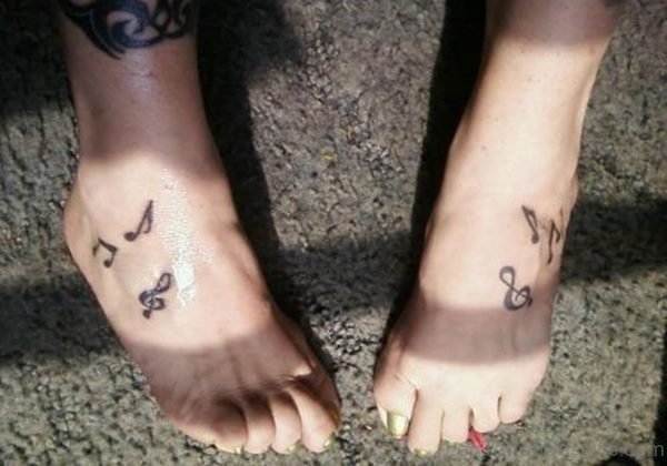 Cute Musical Tattoo On Foot