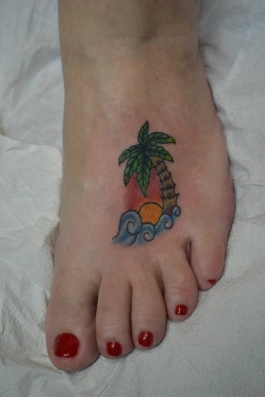 Cute Tree Tattoo On Foot