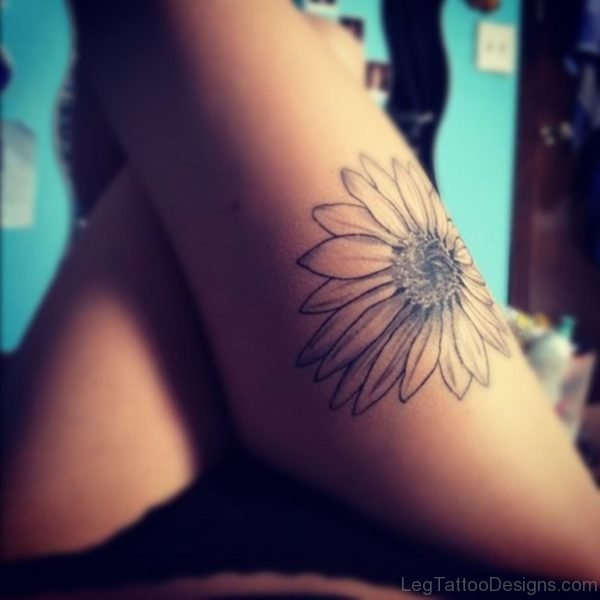 Daisy Tattoo On Thigh