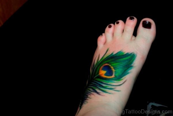 Dark Green Peacock Feather Tattoo