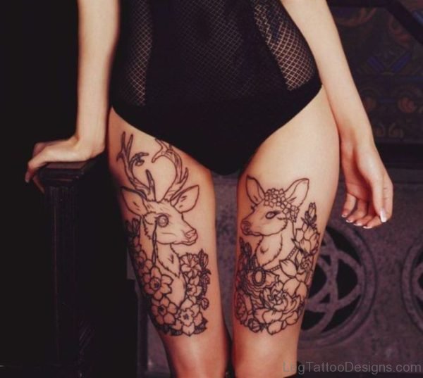 Deer Tattoo Design On Thigh 