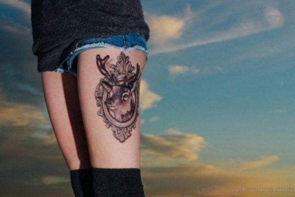 Deer Tattoo Design On Thigh
