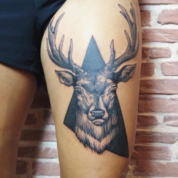 Deer Tattoo On Thigh