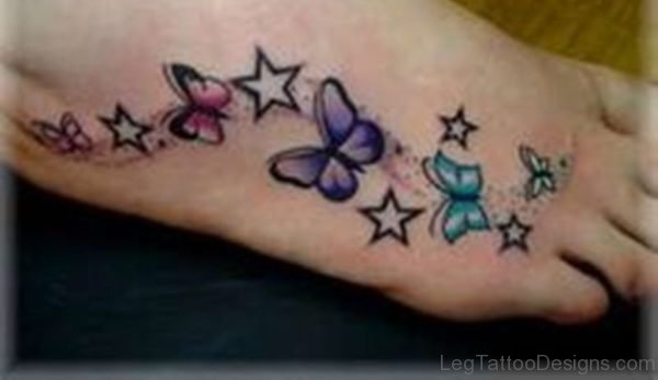 Delightful Stars Tattoo On Foot
