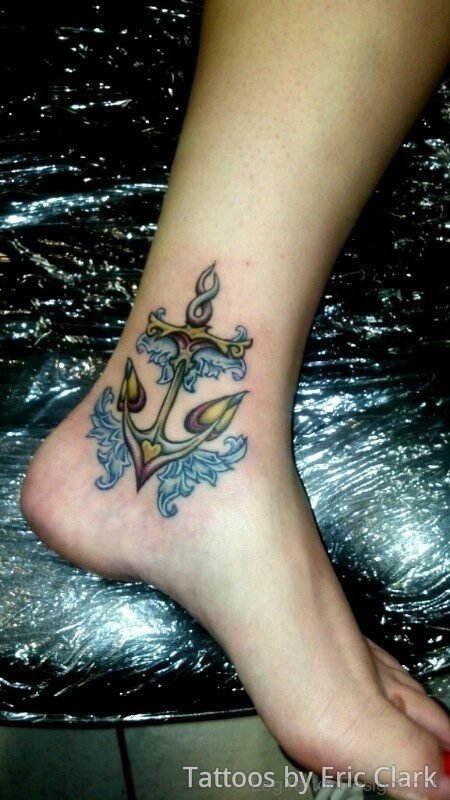 Designer Anchor Tattoo On Ankle