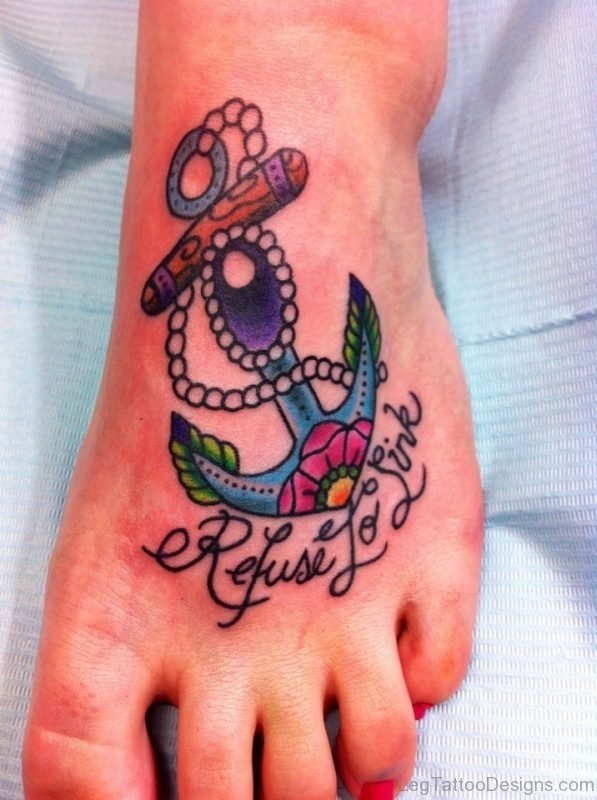 Designer Anchor Tattoo On Foot