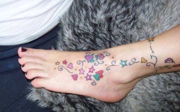 Designer Colored Star Tattoo