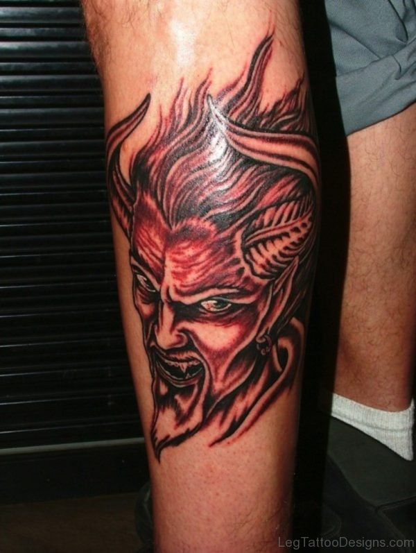 Devil Tattoo On Leg