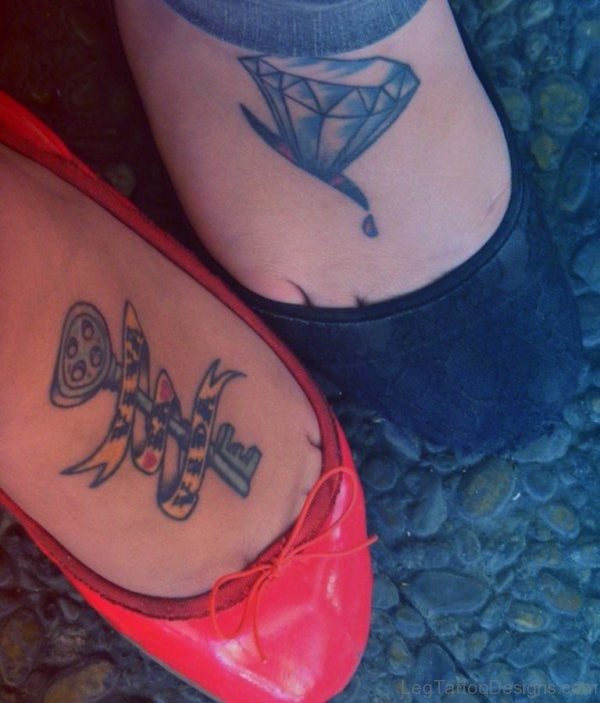 Diamond And Key Tattoo