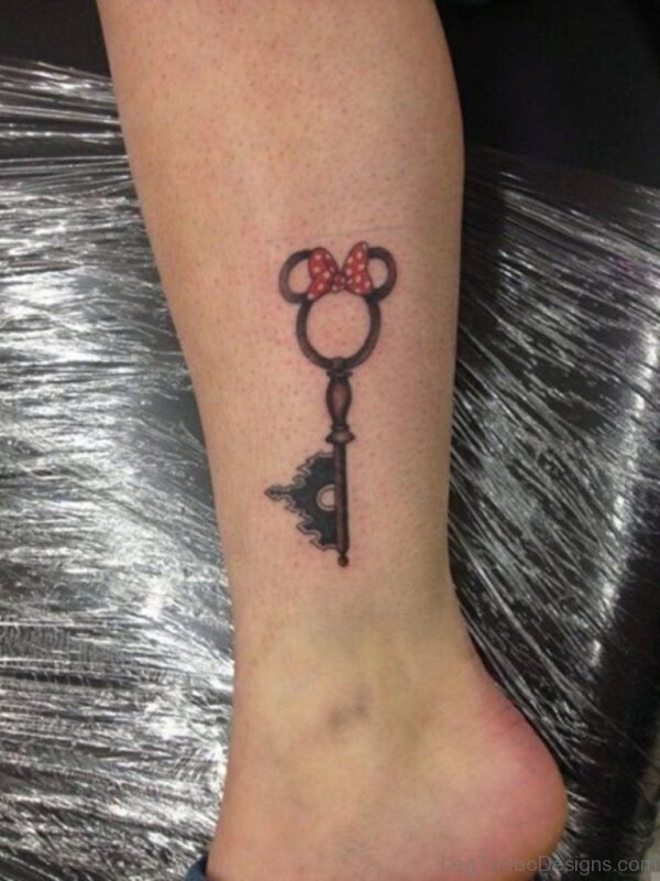 Disney Key Tattoo On Leg