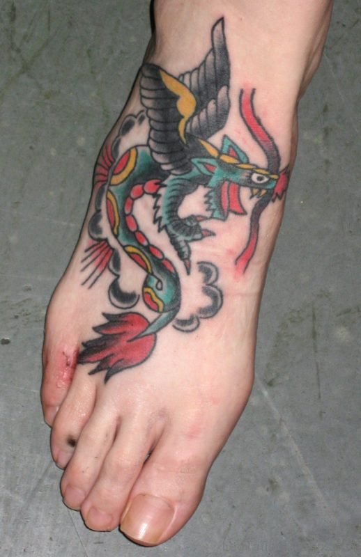 Dragon Tattoo Design On Foot
