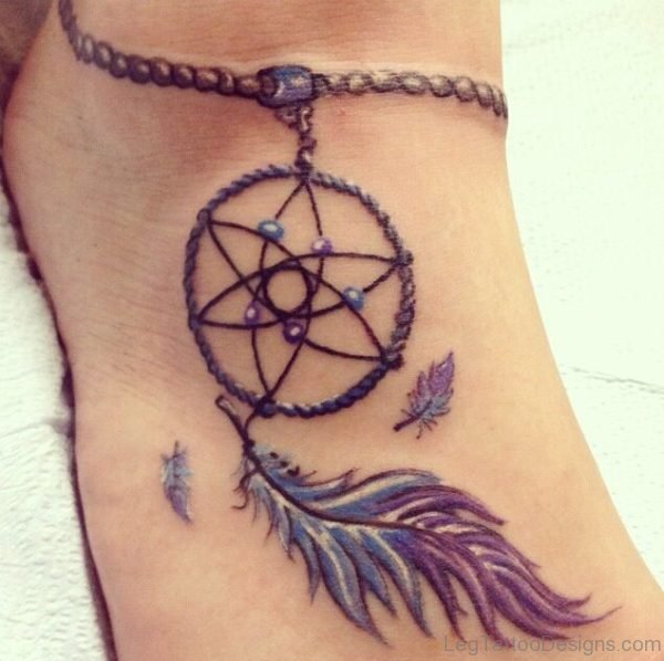 Dreamcatcher Tattoo Design On Foot