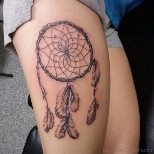 Dreamcatcher Tattoo On Thigh