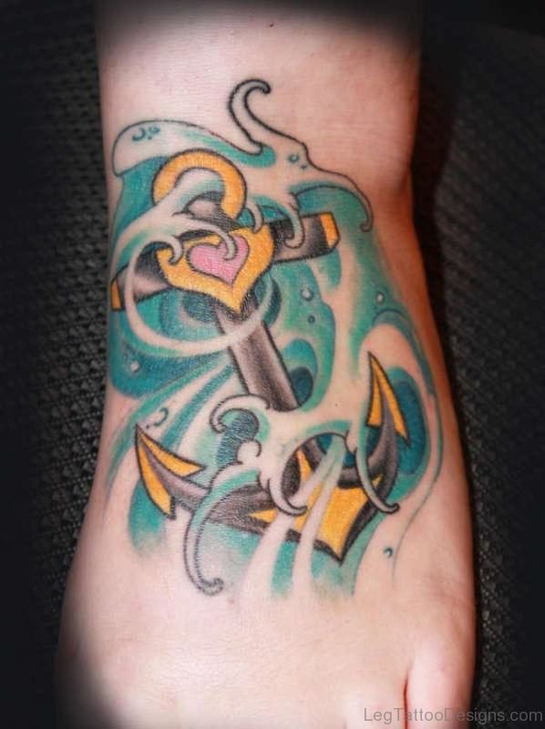 Elegant Anchor Tattoo On Foot