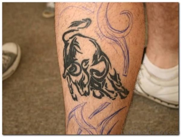 Elegant Taurus Tattoo on Leg