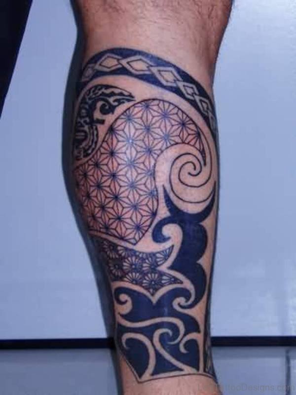 Elegant Tribal Tattoo For Leg