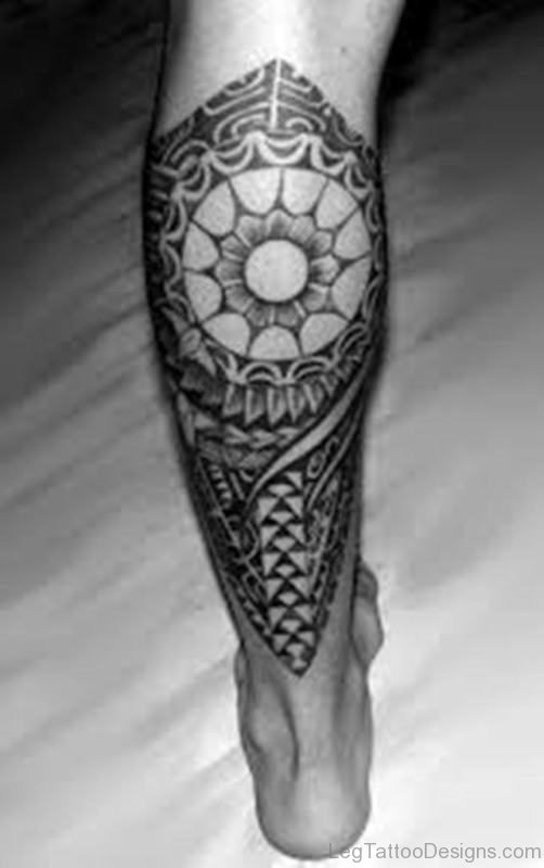 Excellent Tribal Tattoo Design For Leg