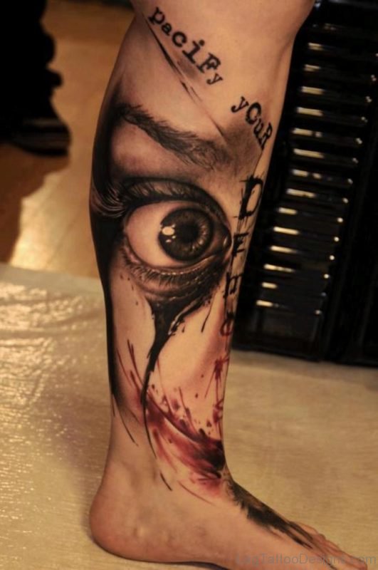 Eye Tattoo On Leg