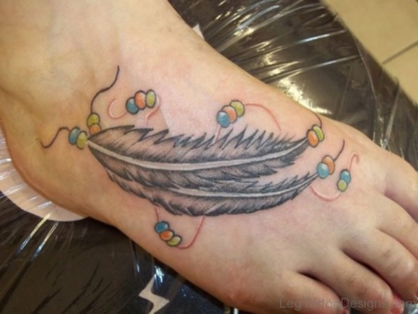Fabulous Feather Tattoo On Foot