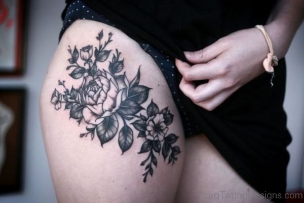 Fabulous Flower Tattoo On Thigh