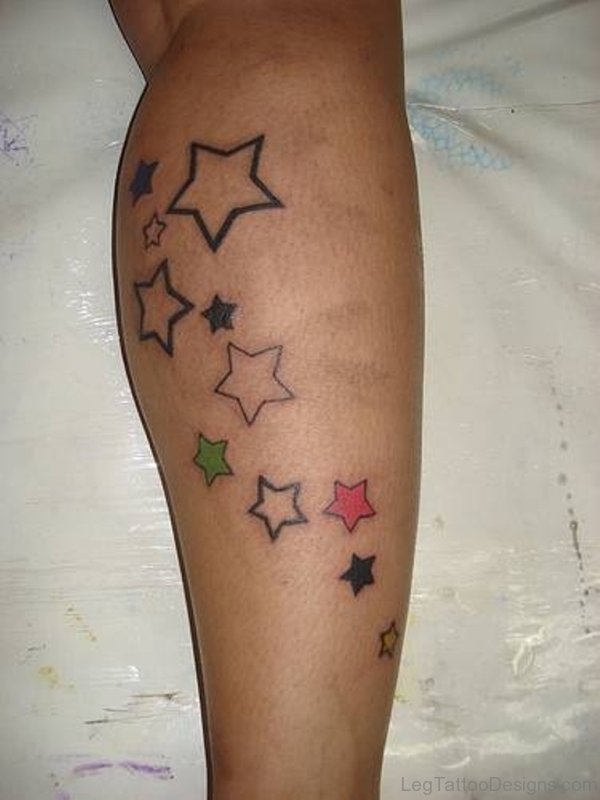 Fabulous Star Tattoo On Leg
